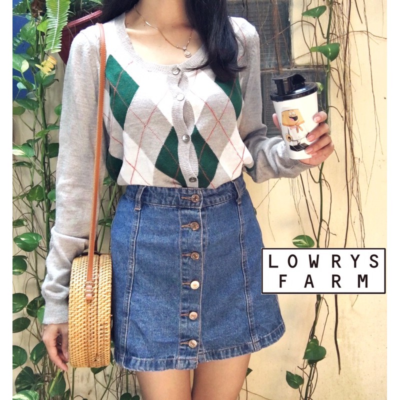 Cardigan rajut ketupat argyle wajik / cardi abu korea academia