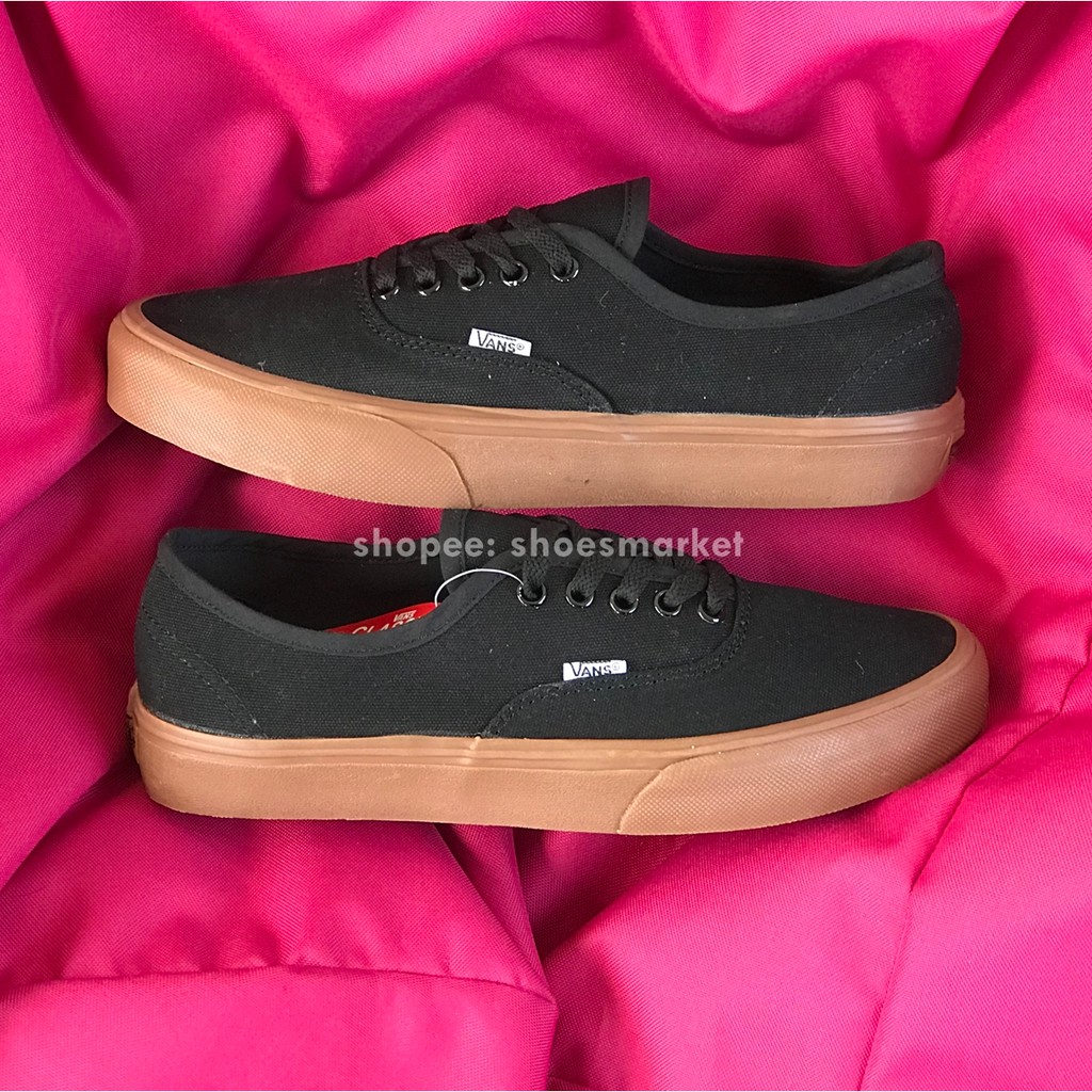 OBRAL SEPATU VANS AUTHENTIC MONO BLACK GUM LIST HITAM