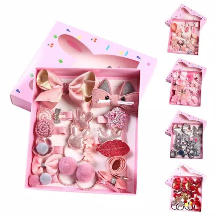 Set Pita Jepit Rambut Hair Clip Anak Perempuan isi 18 in 1