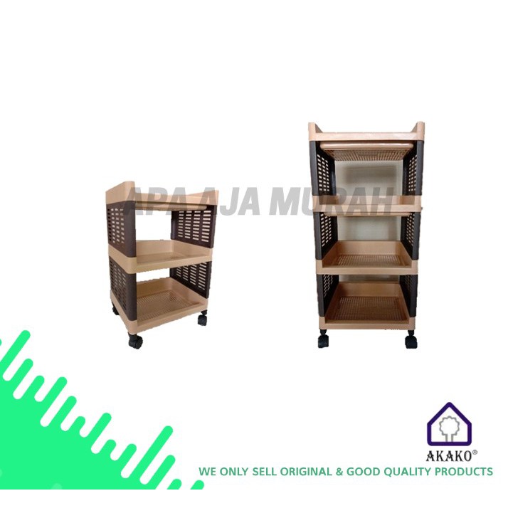 RAK PLASTIK SERBAGUNA 3 SUSUN + RODA AKAKO