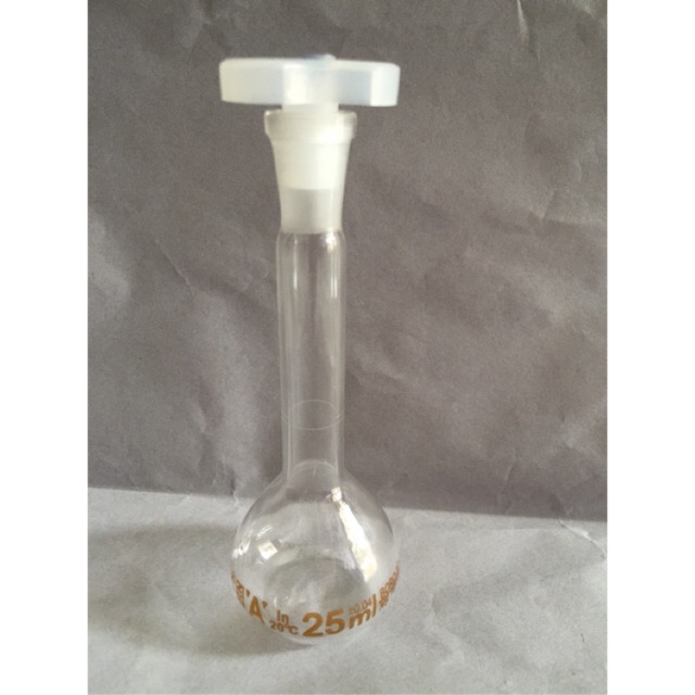 VOLUMETRIC FLASK LABU UKUR, PYREX - RRC Capacity 25 mL, Plastic Stopper, Class A