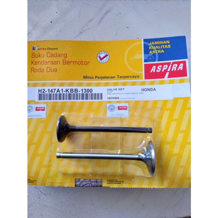 Valve Klep Set IN EX - Tiger MegaPro Primus Hiu GL Pro Neotech Asli Aspira H2-147A1-KBB-1300