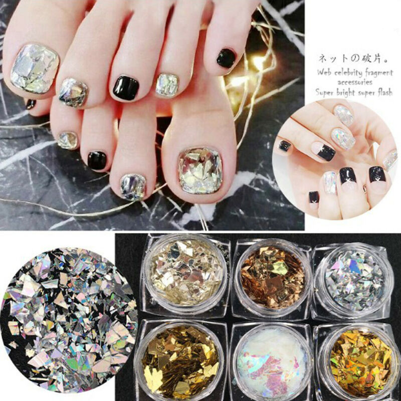 [ILOVEDIY] 6 Pcs / Set Stiker Payet Glitter Campuran 3d Untuk Dekorasi Nail Art Manicure