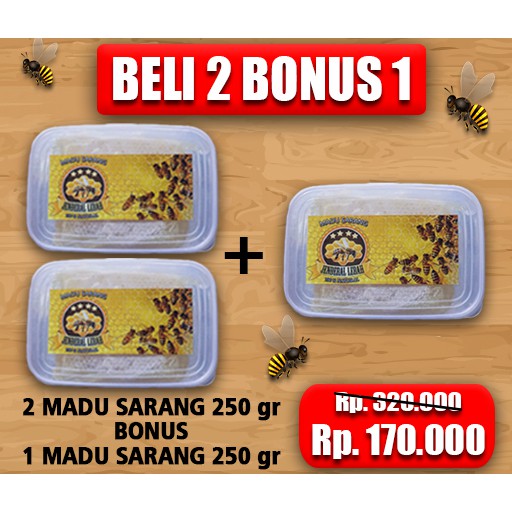 

Madu Sarang Jenderal Lebah 250gr 2+1/ Madu Murni/ Madu Sarang Lebah Asli