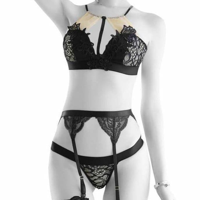 ACB320 Bikini Sexy Bra Set Panties Garter Stocking Fishnet Seksi