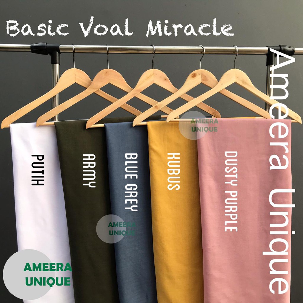 40 Warna Jilbab Segi Empat Basic Voal Miracle Polos 110x110 Part 1-6