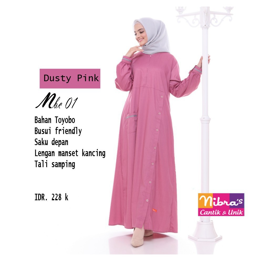 Gamis Nibras NBC 01 Dusty Pink | gamis Toyobo
