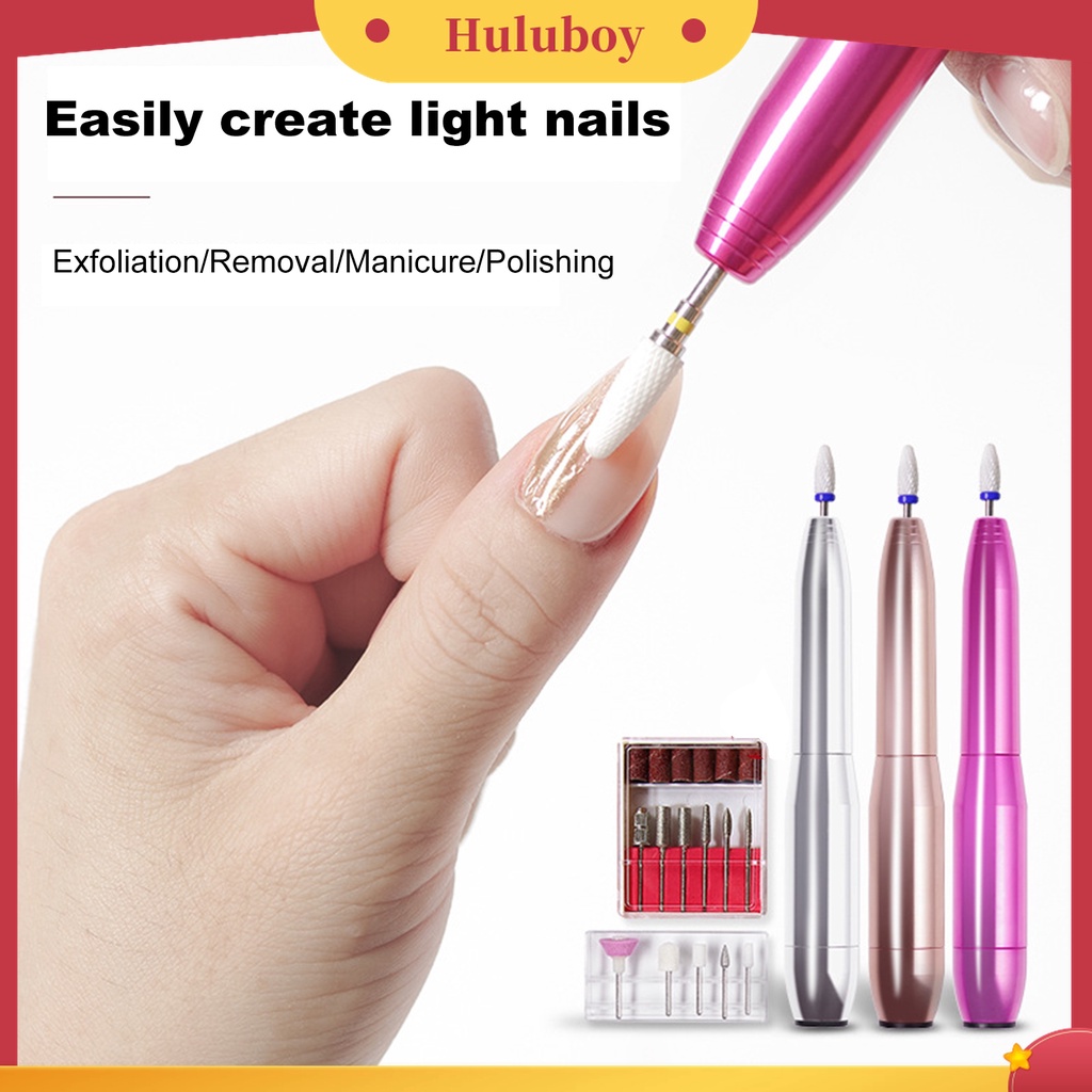 Huluboy Huluboy♡ 1 Set Kikir Kuku Elektrik Profesional Bahan Metal Untuk Manicure