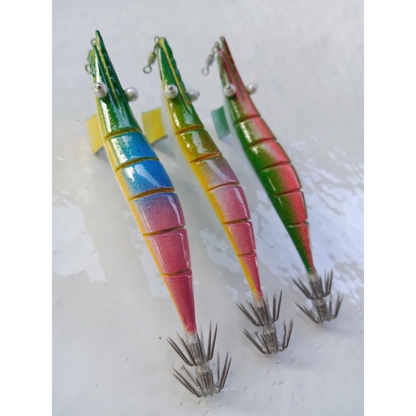 Udang kayu UMPAN PANCING CUMI EGI motif ukir handmade