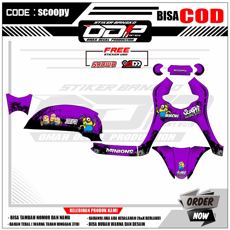 VARIASI aksesoris decal scoopy full body dekal stiker striping honda new scopy 2017 donat stiker mot