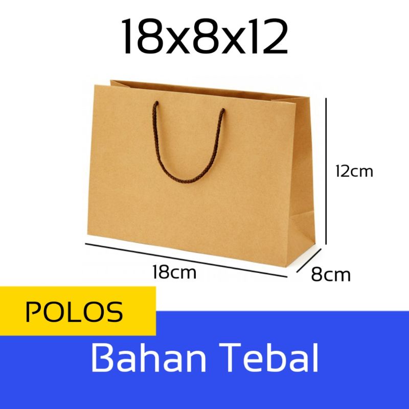 

Paper Bag Coklat Polos Custom Kado Bahan Tebal Ukuran 18x8x12