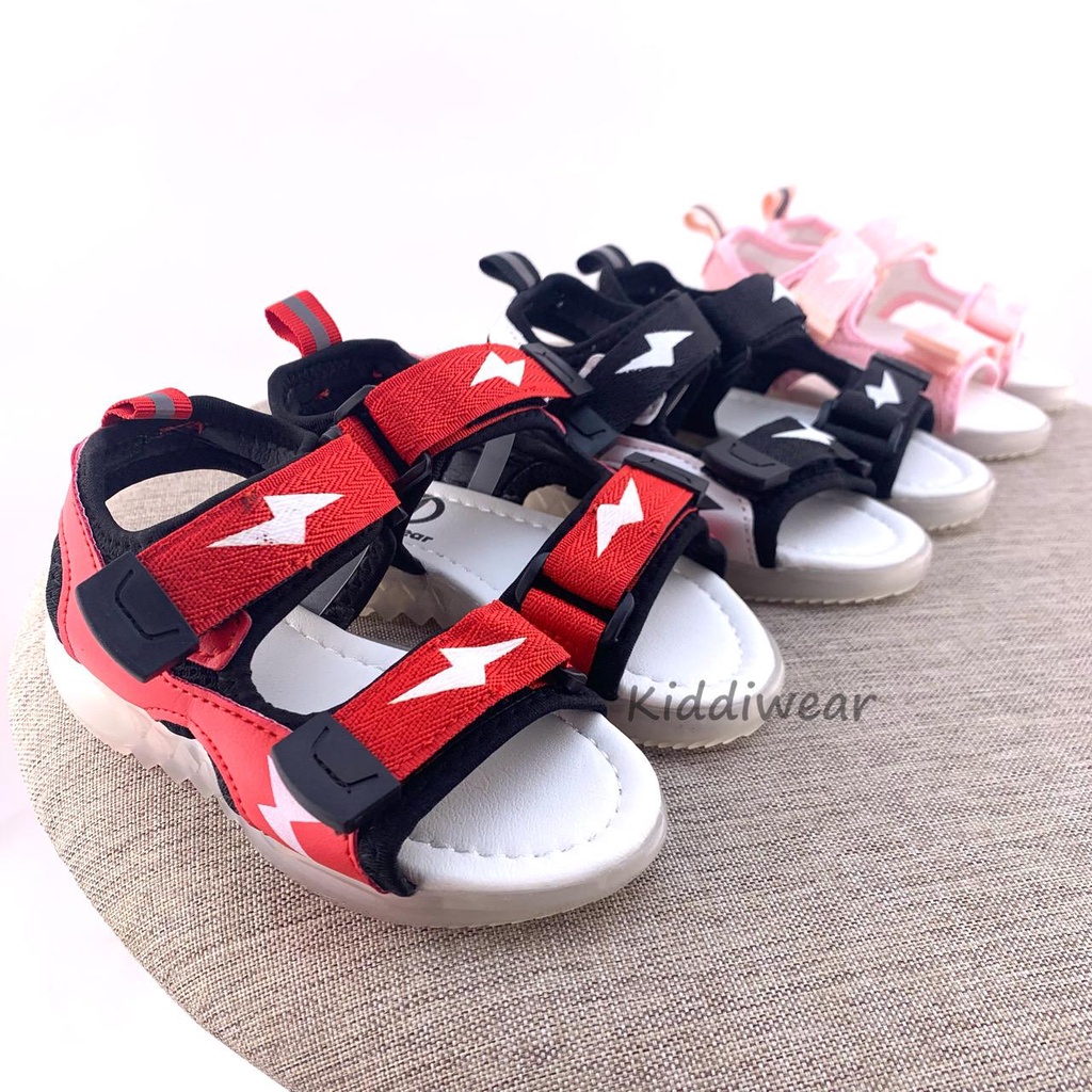 (kiddiwear) Sepatu sandal Led Motif Lighting Thunder Baru / Sepatu Sandal Anak Casual Import Usia 1-5 Tahun MBK42