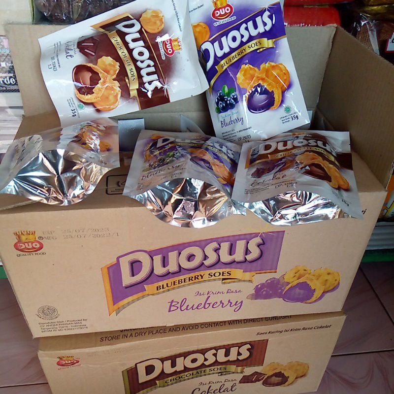 Duosus Duo Sus Soes Kering Lumer 1 Dus/Karton Isi 30 Pcs Varian Rasa Coklat Blueberry