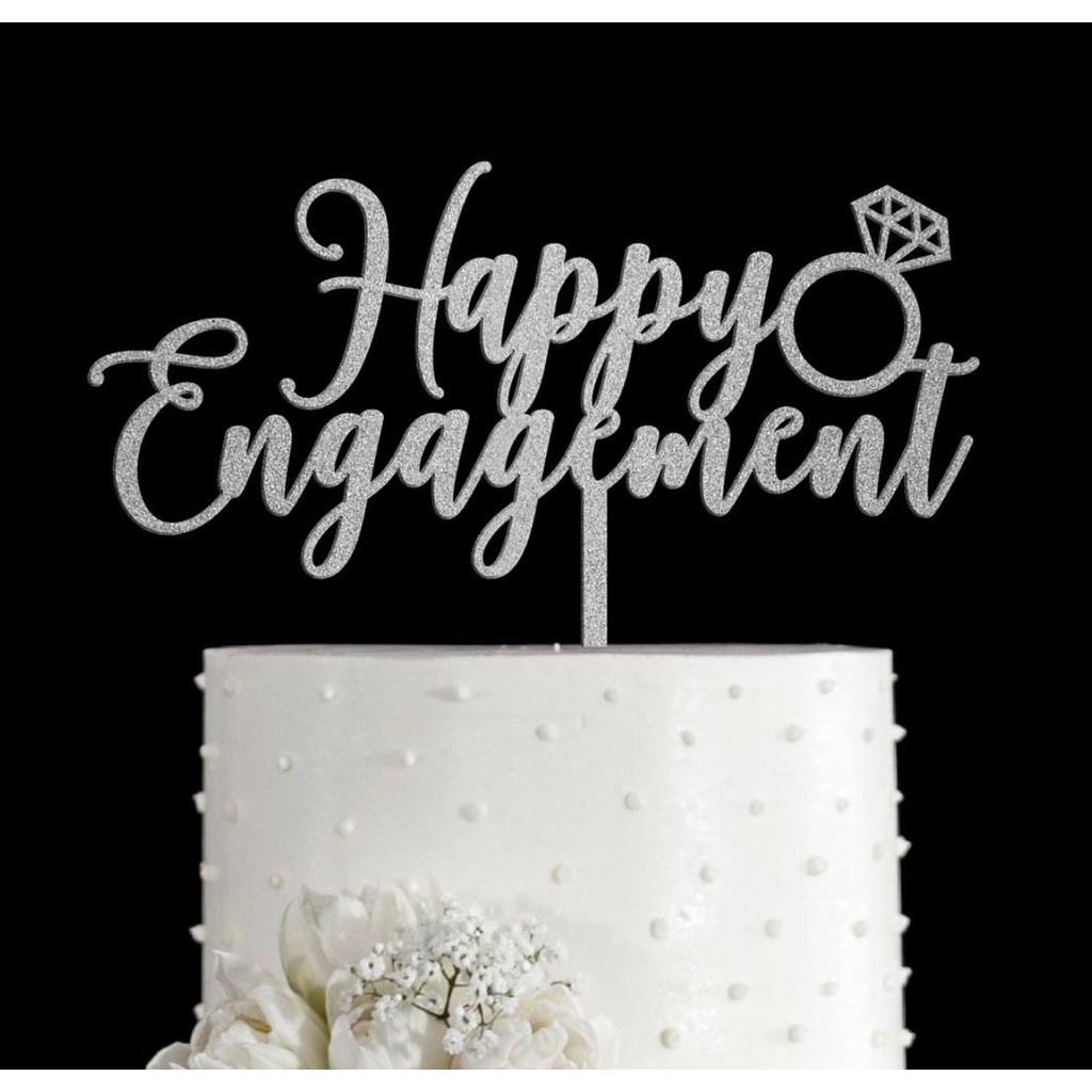 Happy Engagement mirror cake topper | topper kue happy engagement mirror