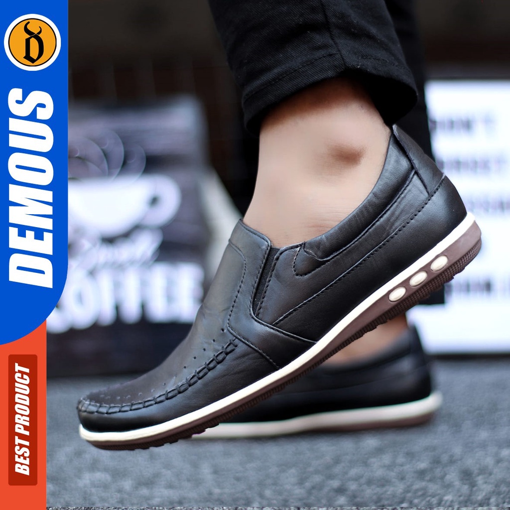 DEMOUS Ginyu - Sepatu Slip On Casual Pria Kulit Asli