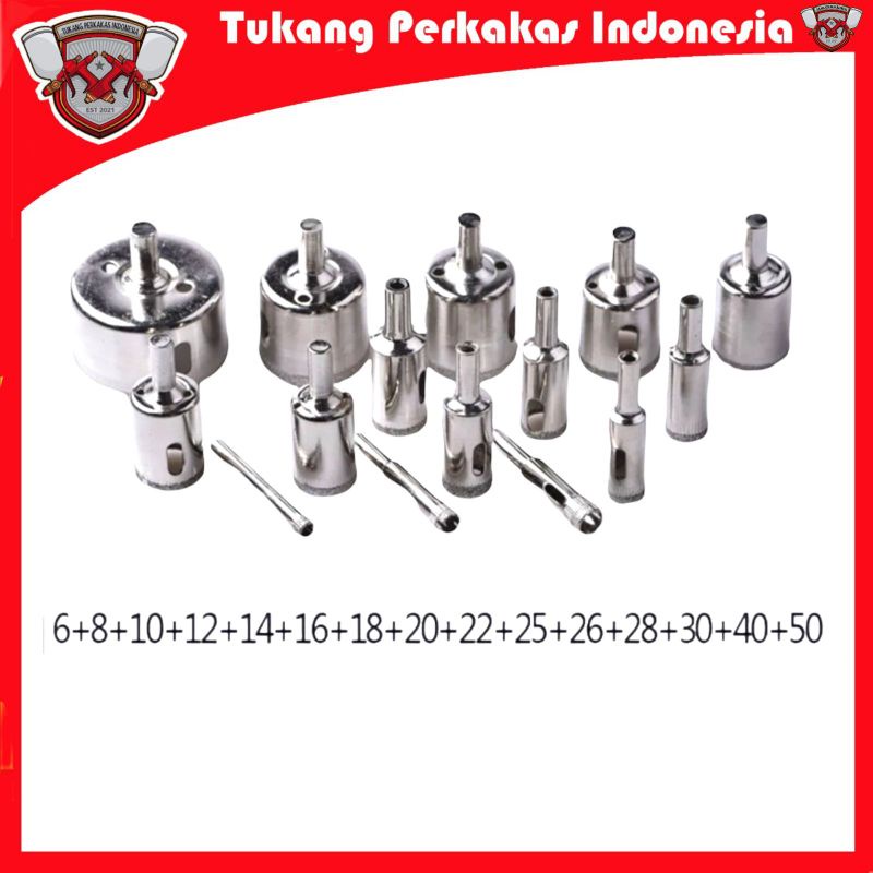 MATA BOR KACA SET 15PCS DIAMOND HOLE SAW MATA BOR KACA KERAMIK GERANIT