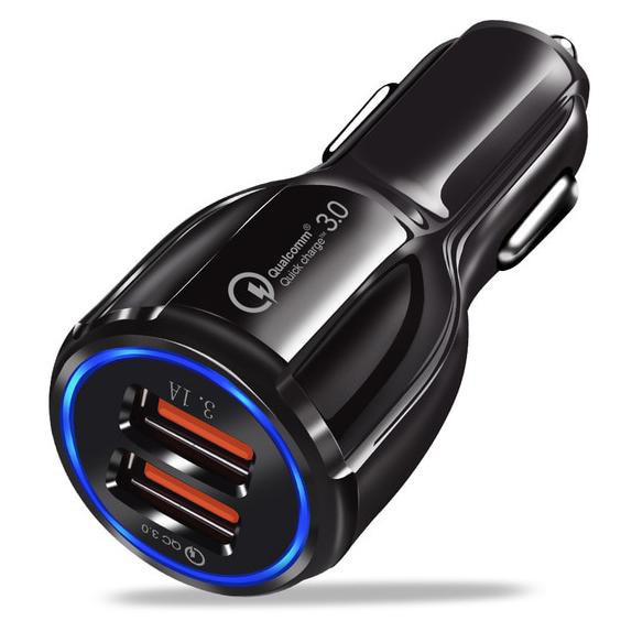 Car Charger Dual USB 2 Port 3.1A QC3.0 DC-681 Black Taffware IDO002 Grab Medan