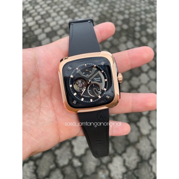 Jam Tangan Alexandre Christie Ac 6577 Automatic Original Black Rosegold Pria