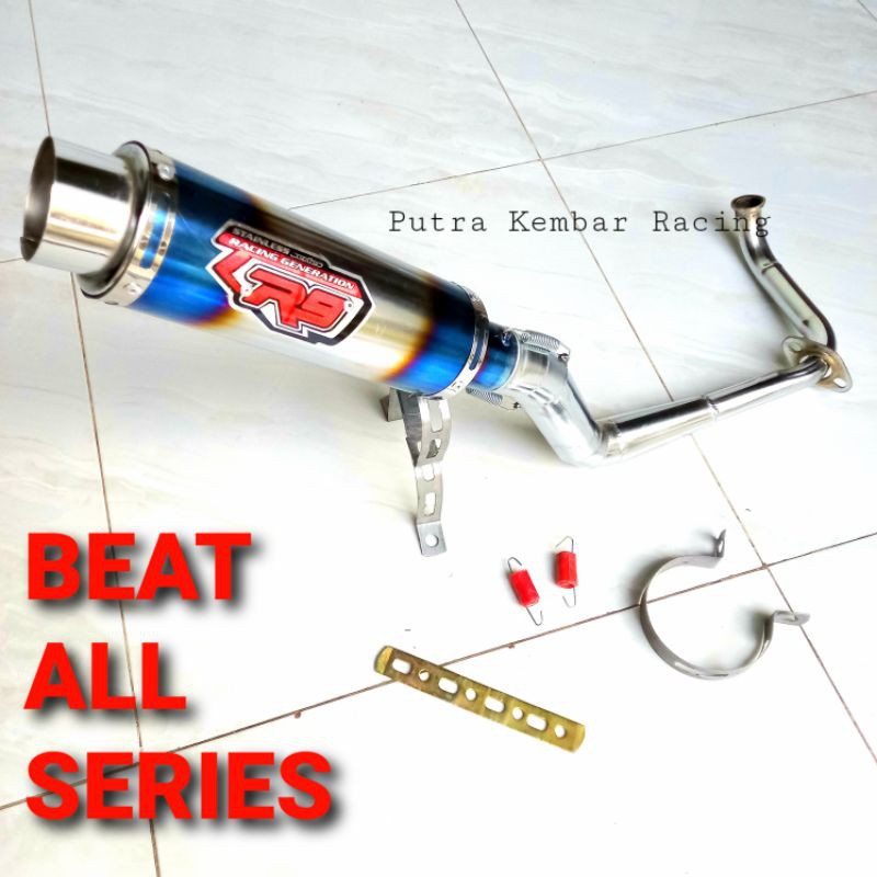Knalpot Racing R9 Biru Bakaran Asli Untuk Motor Beat All Series