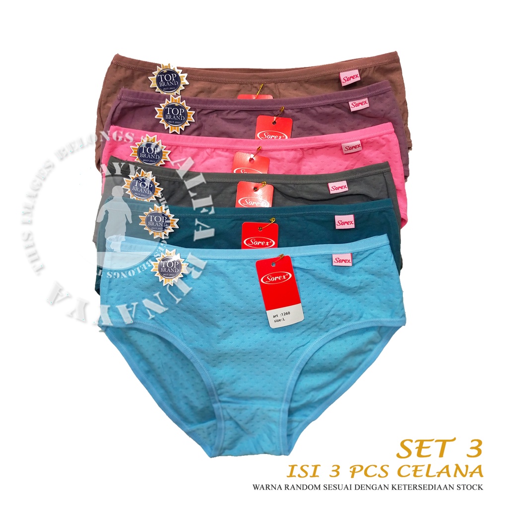 3 Pcs Celana Dalam Wanita SOREX 1260 - CD Underwear - Comfort Chic - Pakaian Dalam Wanita Katun Cotton