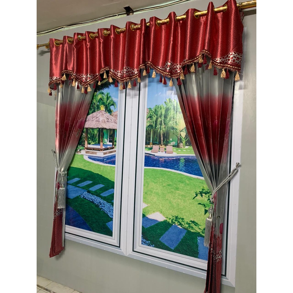 GORDEN BLACKOUT IMPORT / KORDEN INTERIOR RUANG TAMU MURAH MOTIF ZINIA (GORDEN &amp; PONI PISAH)