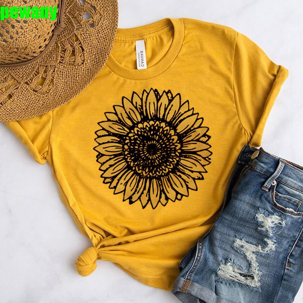  Kaos  Lengan Pendek Model Longgar Motif Print Bunga 