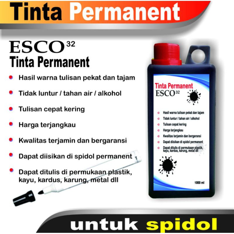 

Tinta spidol permanen/permanent esco hitam 1000 ml