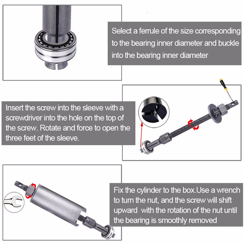 8 pcs Treker Bearing Puller Set Treker Lepas Bearing Separator Alat Pembuka Bearing Laher Tutup Treker Lepas Bearing Dalam