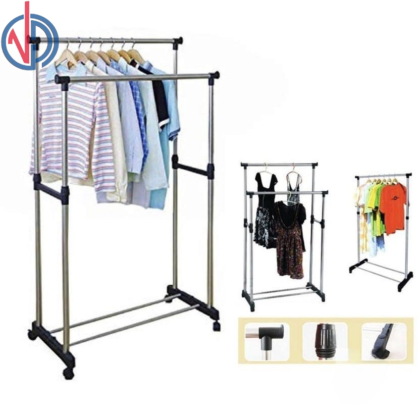 STAND HANGER DOUBLE POLE GANTUNGAN BAJU GANTUNGAN PAKAIAN JEMURAN BAJU JEMURAN PAKAIAN VD