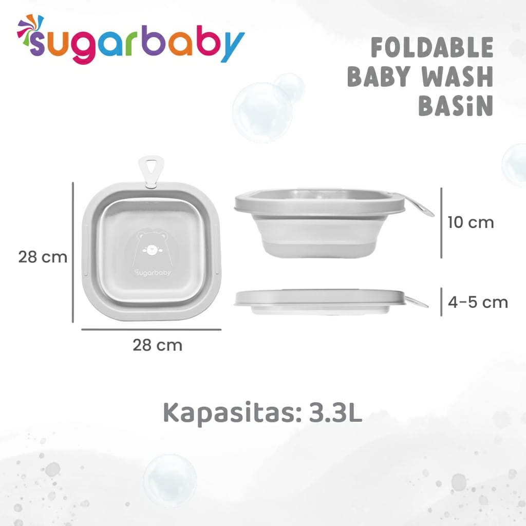 [FREE BUBBLE WRAP] SUGAR BABY (1pcs) Foldable Baby Wash Basin / Baskon Washlap Lipat Bayi / Ember Serbaguna