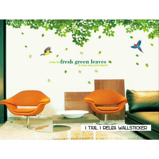 (TXXL) RELIZA WALL STICKER RENDA HIJAU GREEN LEAVES STIKER DINDING AY233