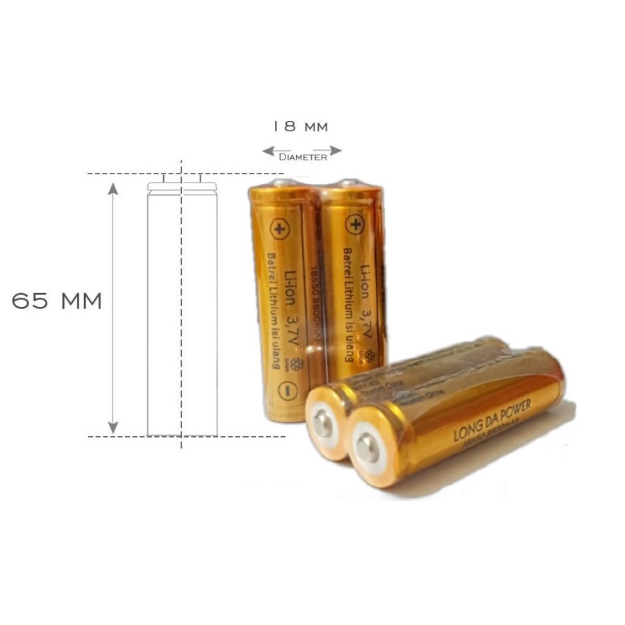 BATERAI CAS ORIGINAL RECHARGEABLE BATTERY LONGDA POWER 18650 GOLD 3.7V