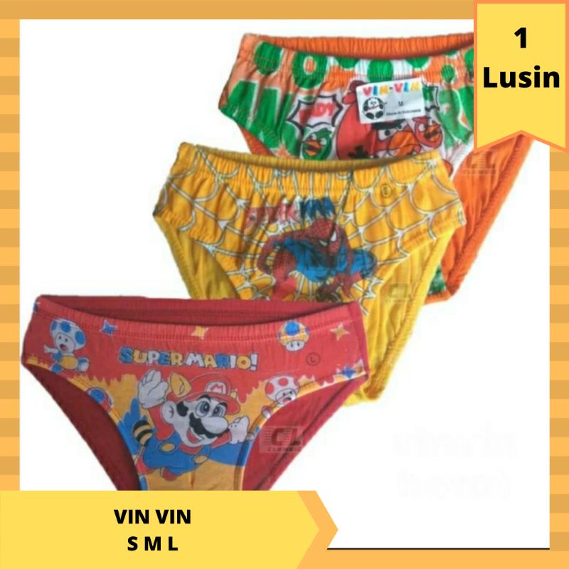 ( 1 lusin ) celana dalam anak laki laki karakter VIN VIN
