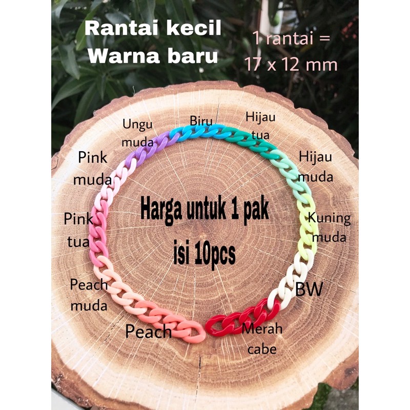 10gr. Manik rantai acrylic clear KECIL warna warni plastik