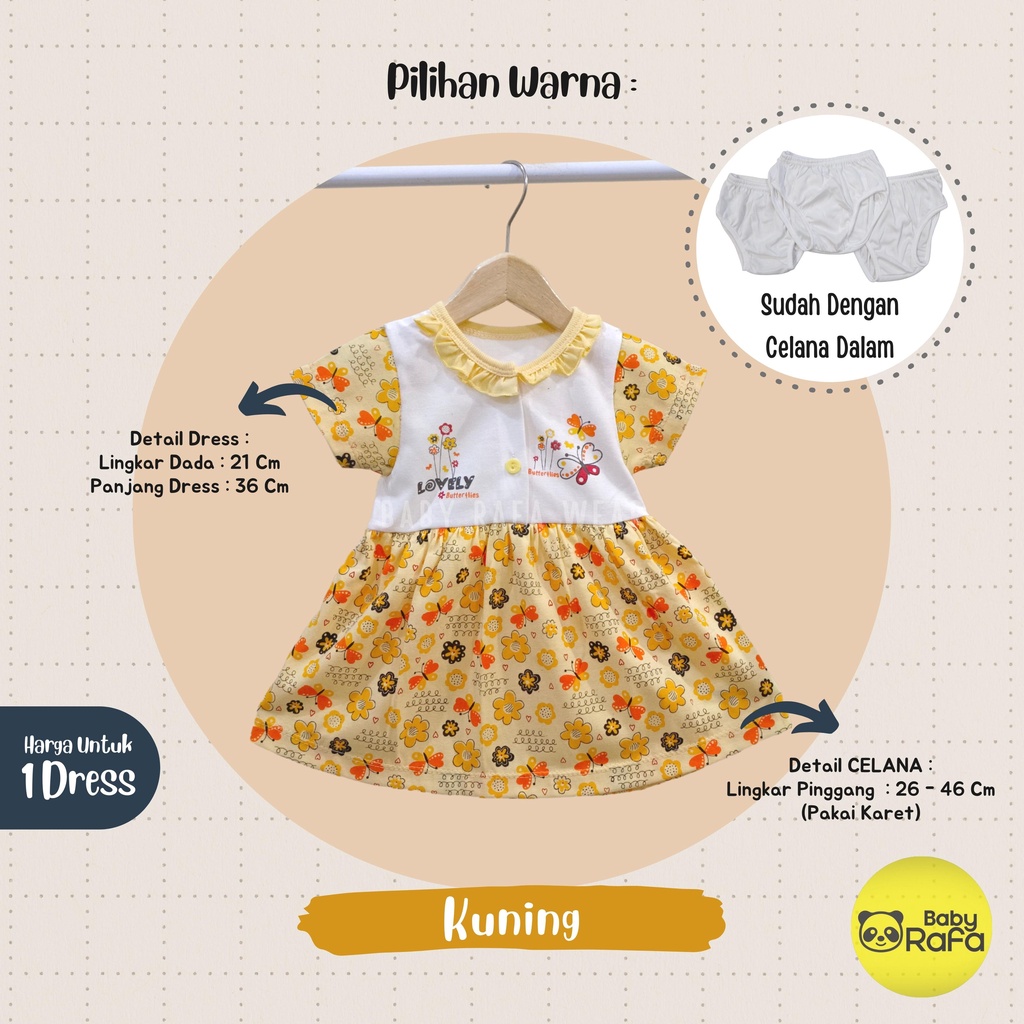 Dress Baju Bayi Perempuan 0 - 3 Bulan merk BONA, Setelan Rok Anak Perempuan motif LOVELY BUTTERFLIES