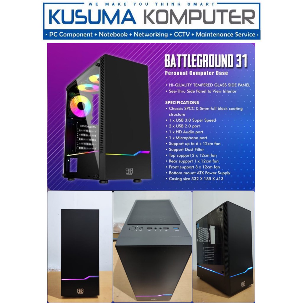 Casing PC Simbadda Battleground 31 RGB Tempered Glass