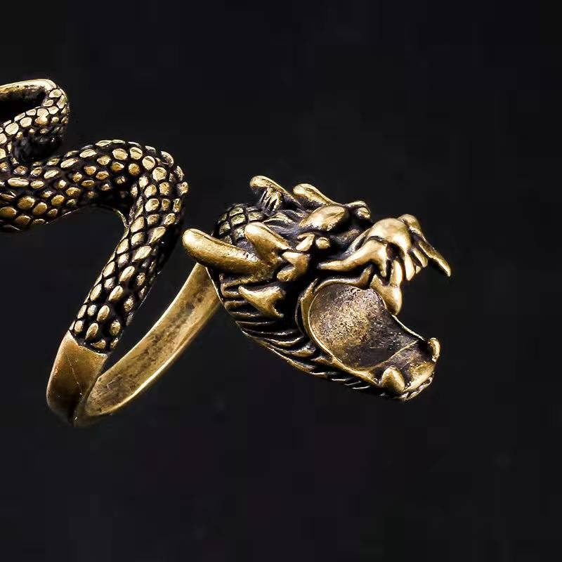 Cincin Bentuk Naga Ular Gaya Vintage Retro Untuk Pria Dan Wanita