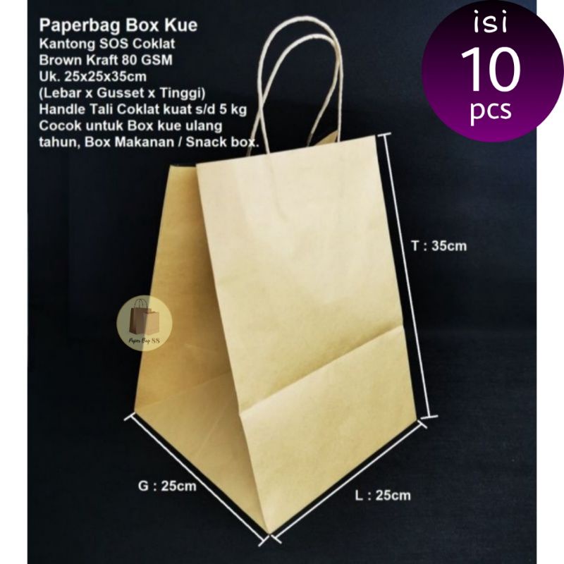 

Paperbag Tali Coklat Box Kue 25x25x35 cm