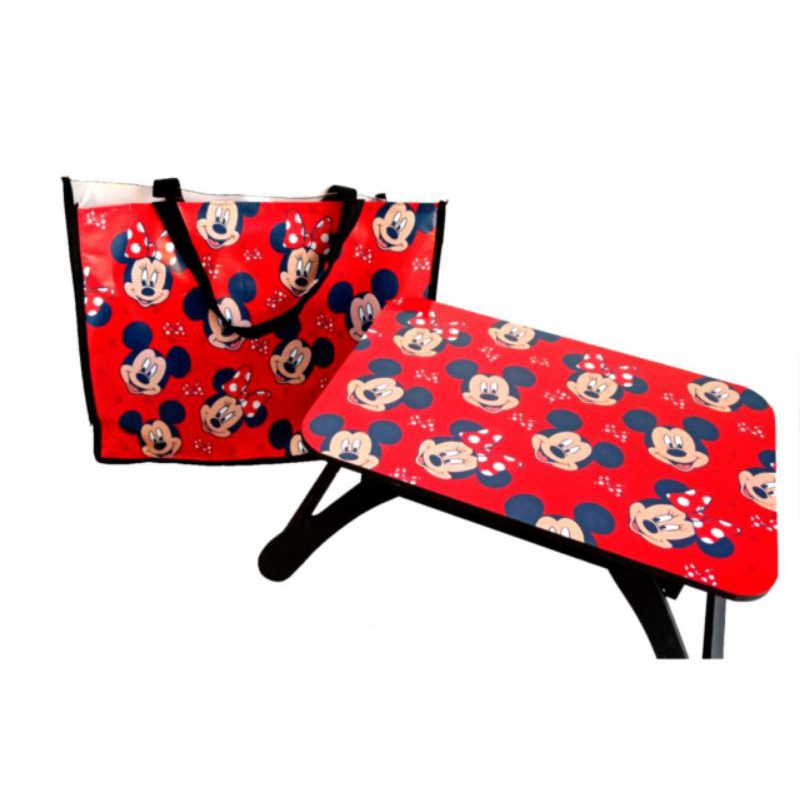 MEJA LIPAT + TAS MIKA Custom Design Karakter Nama Anak PORTABLE KIDS Meja Belajar Anak WOODEN GIFT S