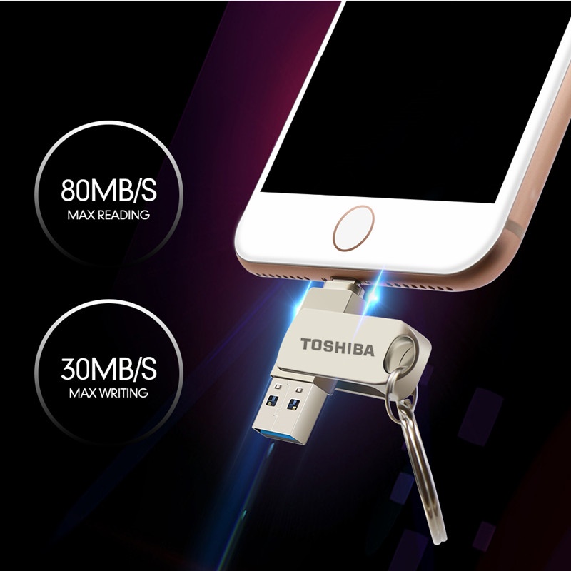 2in1 Flash Disk USB 3.0 Tipe c / ios 512GB Bahan Metal Anti Air Untuk Smartphone