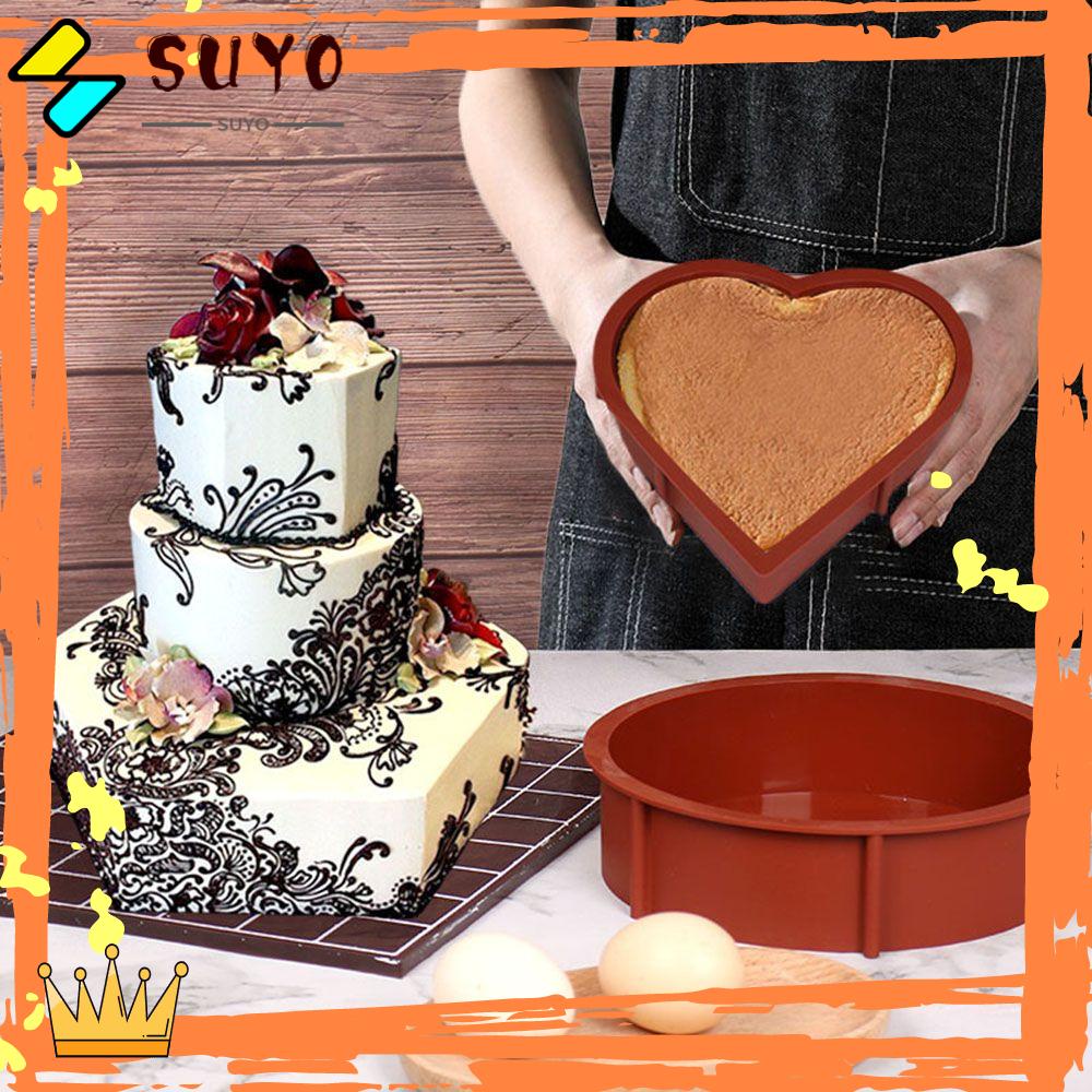 Suyo Cetakan Kue Bentuk Hati / Bulat / Kotak Bahan Silikon