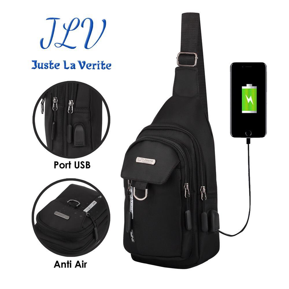 Tas Slempang Pria Bodybag / Crossbody Bag Pria / Bodybag USB Port Charger New Arrival