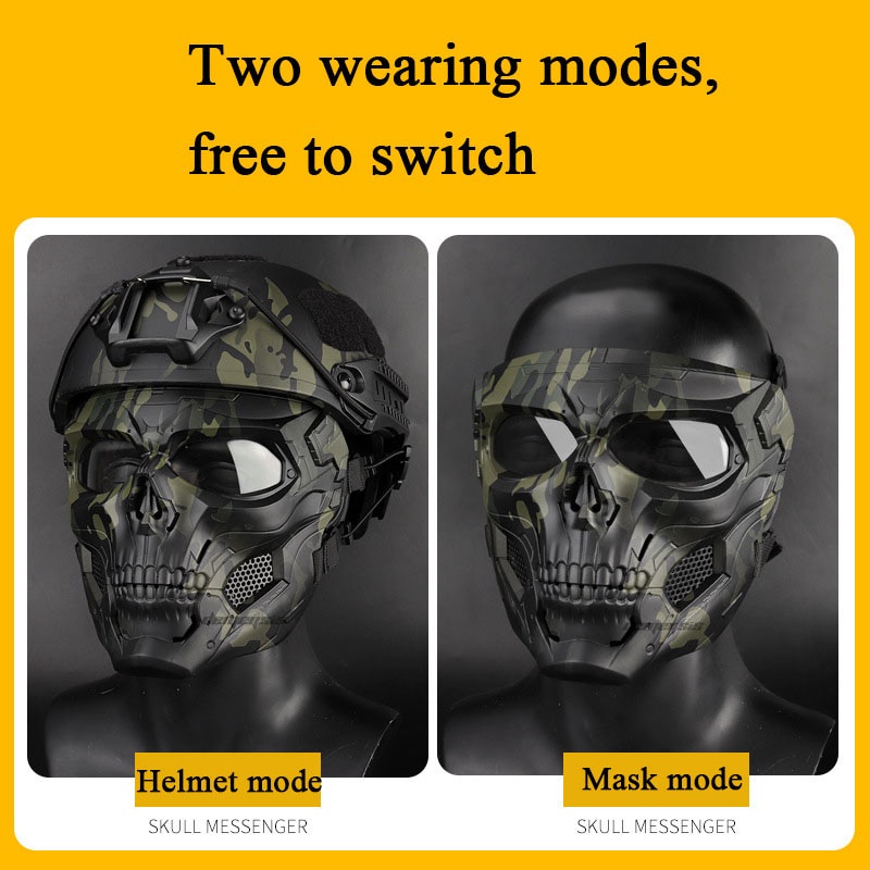 WoSporT Masker Motor Topeng Paintball Full Face Skull MA110 HITAM