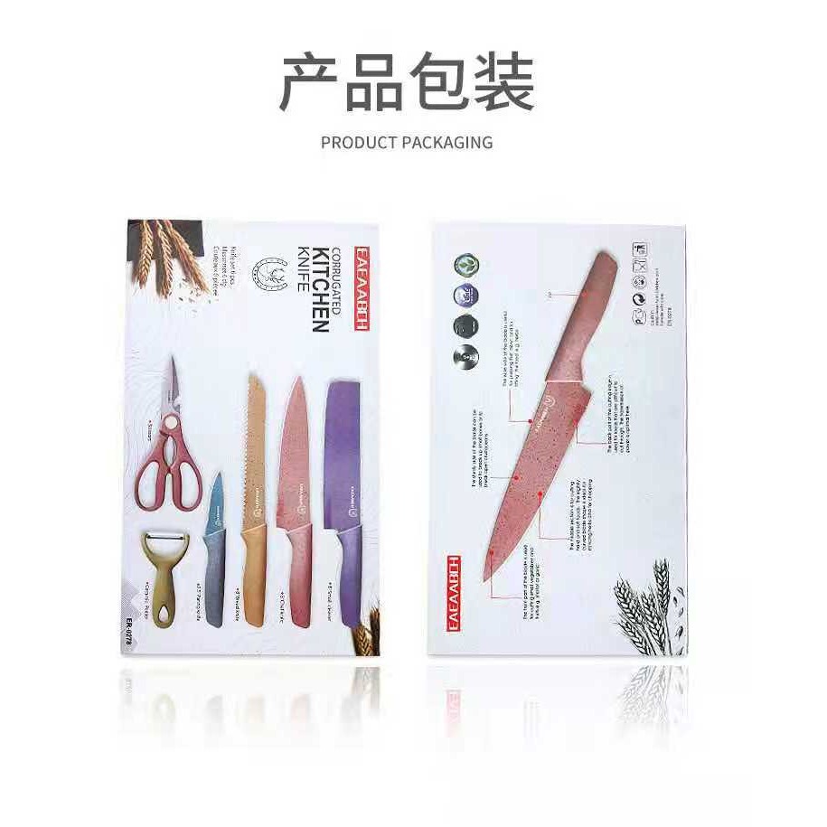 Pisau SET WARNA warni anti lengket 6in1 gunting peeler