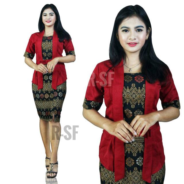 HARGA PROMO!!! setelan kebaya kutubaru etp pendek / elnira pendek / maroon / navy / mocca / tosca