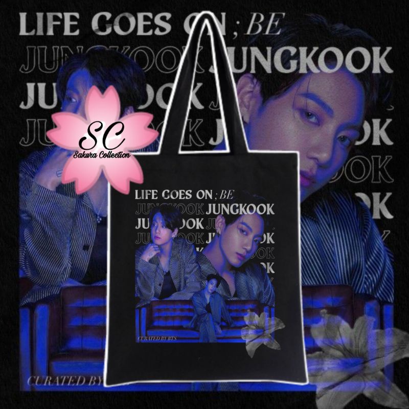 Tote Bag totebag distro JUNGKOOK BTS KPOP Korea Boyband musik Heavy rock BAND metal tote bag canvas resleting pria wanita tas sekolah / tas ngaji / tas kerja / tas belanja unisex canvas kekinian hitam/black tas jinjing/laptop fashion