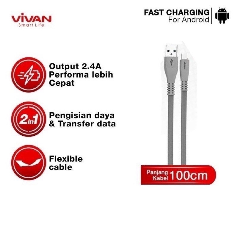 1pcs~Kabel Data Vivan csm100s micro-usb / CSL100 IPhone / cbc100 type-c Promo Sen