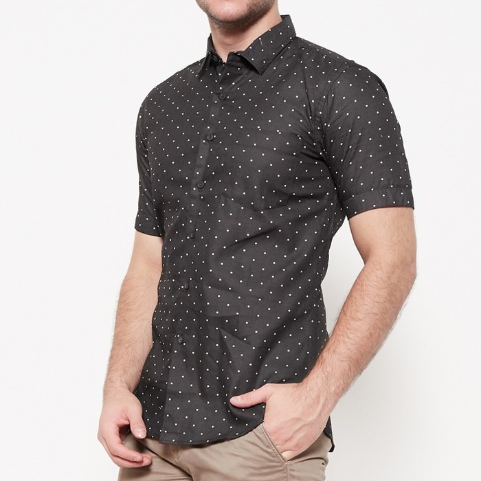 Kemeja Formal Cardinal Slim Ori Full Tag Flanel Brand Surfing Len AM625  Santai Lengan Pendek Slimf