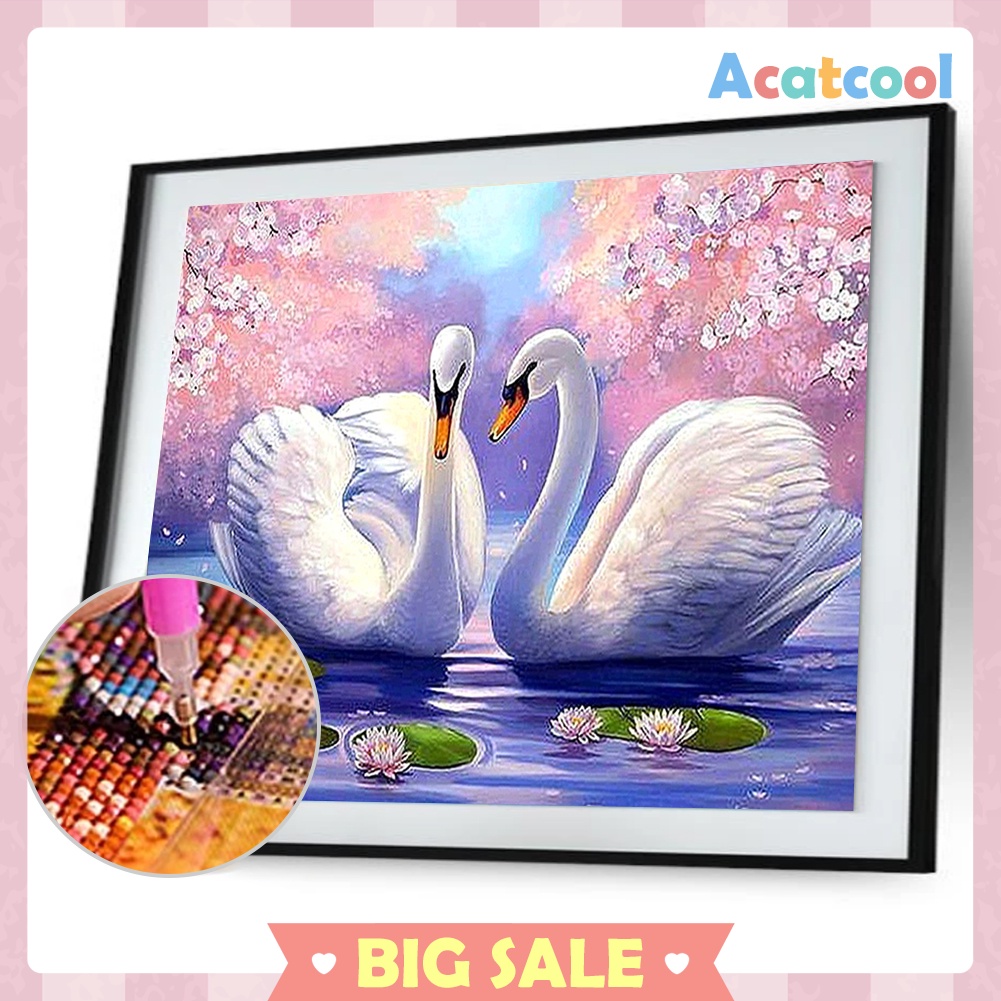 Two White Swans 5D Diamond Painting Embroidery DIY Cross Stitch Home Decor