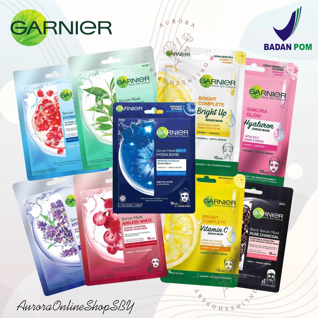 GARNIER Serum Mask All Variant | Sheet Mask | Serum Bright Up Hydra Bomb